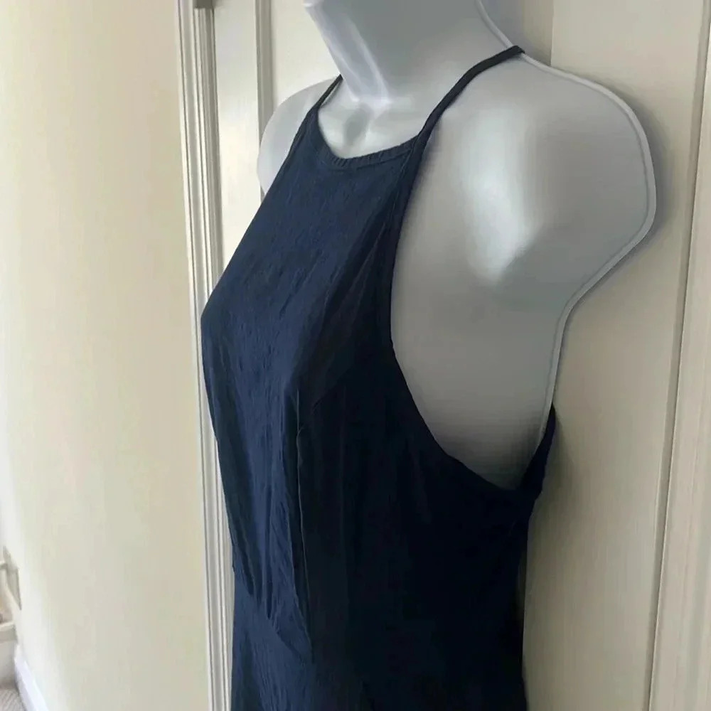 Urban Outfitters Linen Blend‎ Hattie Jumpsuit Women’s Size 4 Navy Blue Coastal - Picture 8 of 17